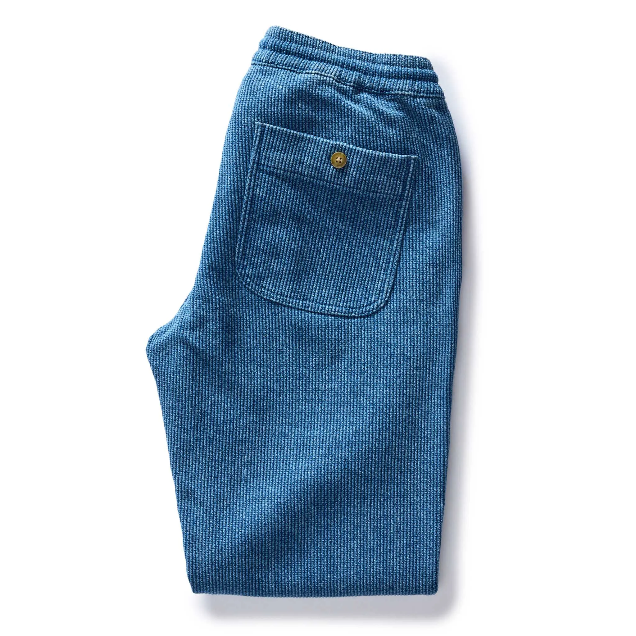 The Apres Pant in Washed Indigo Sashiko