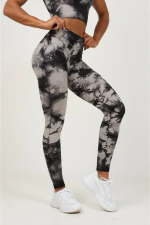 Tie Dye Leggings - Ribbed - Smoky Charcoal