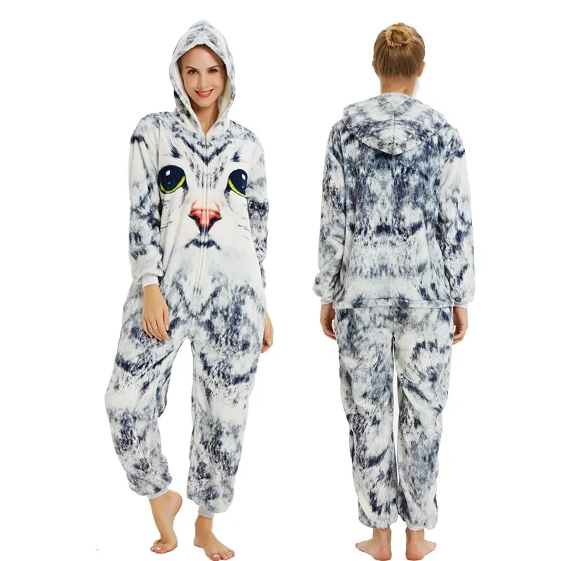 Women Unicorn Oneises Kigurumi Adults Animal Unicorn Pajamas Nightie Panda Cat Onesie For Women Jumpsuit Warm Hooded Sleepwear