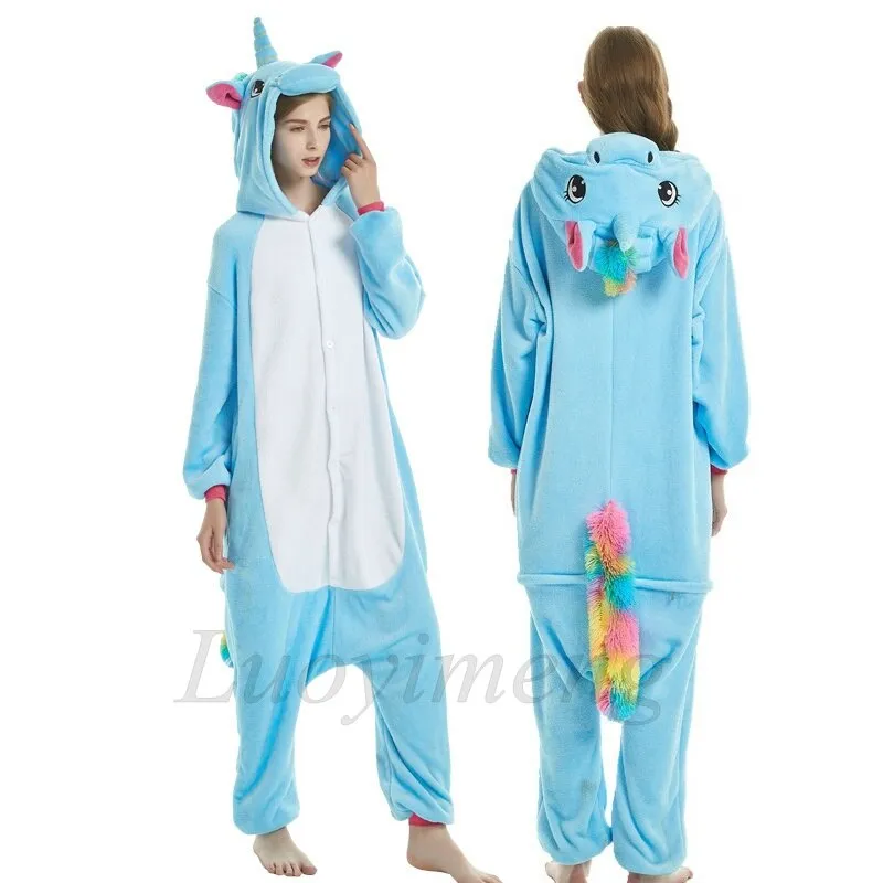 Women Unicorn Oneises Kigurumi Adults Animal Unicorn Pajamas Nightie Panda Cat Onesie For Women Jumpsuit Warm Hooded Sleepwear