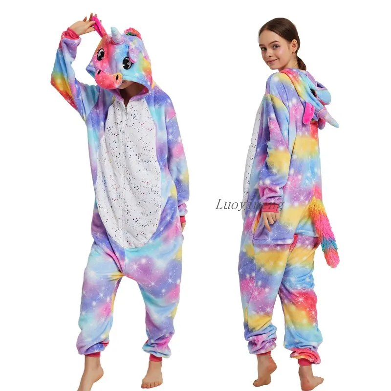 Women Unicorn Oneises Kigurumi Adults Animal Unicorn Pajamas Nightie Panda Cat Onesie For Women Jumpsuit Warm Hooded Sleepwear