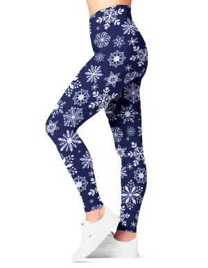 Womens Christmas Pants - Buttery Soft Highwaisted Holiday Leggings, Blue