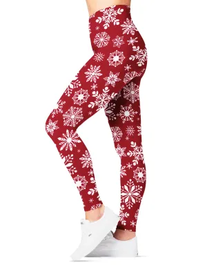 Womens Christmas Pants - Buttery Soft Highwaisted Holiday Leggings, Red