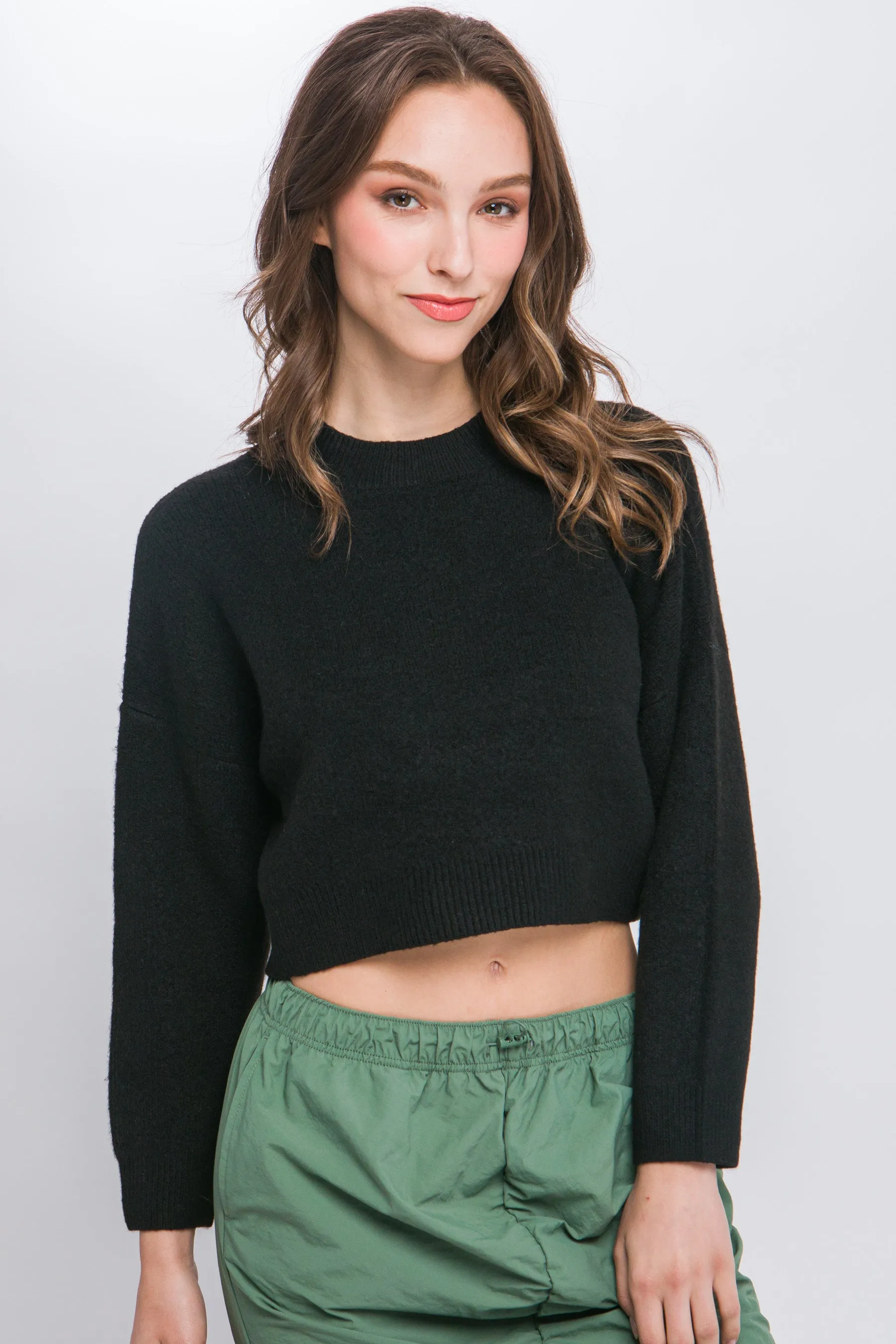 Wool Blend Women's Cropped Sweater Top - 5 colors