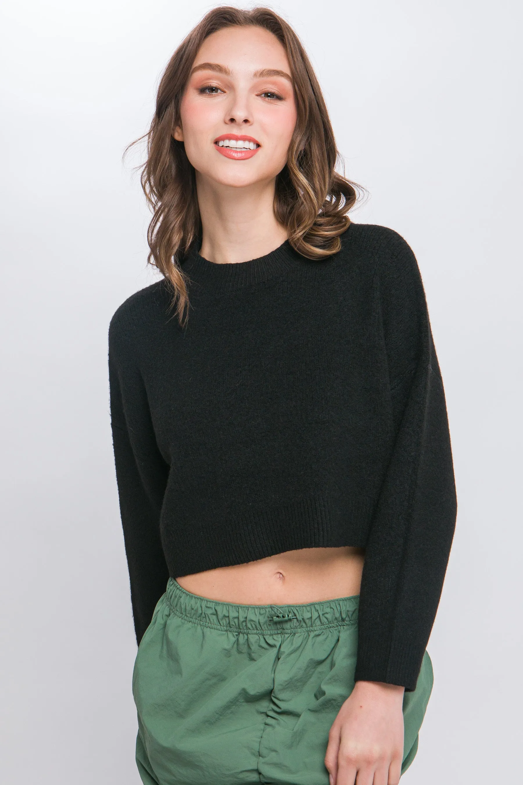 Wool Blend Women's Cropped Sweater Top - 5 colors