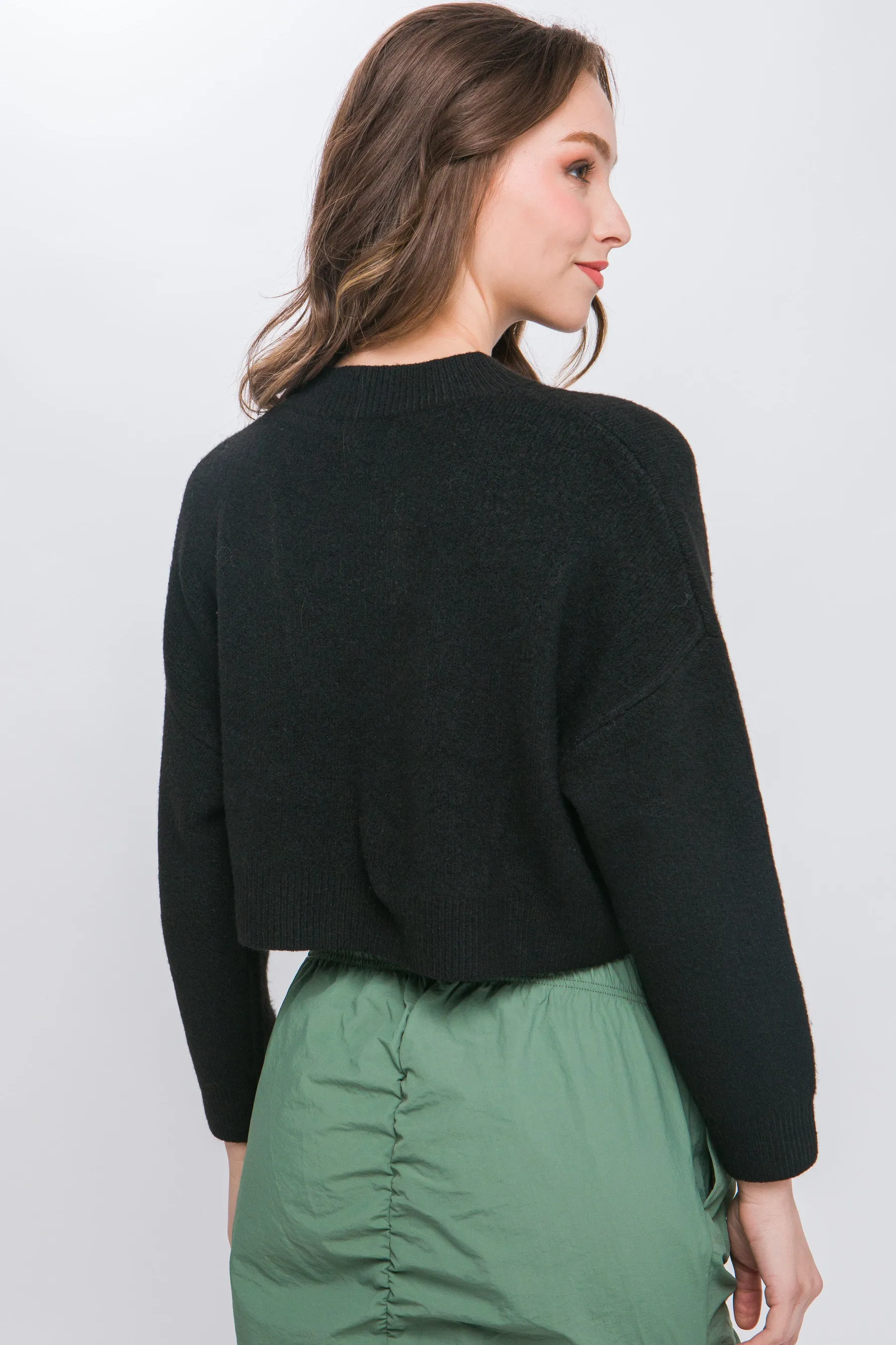 Wool Blend Women's Cropped Sweater Top - 5 colors