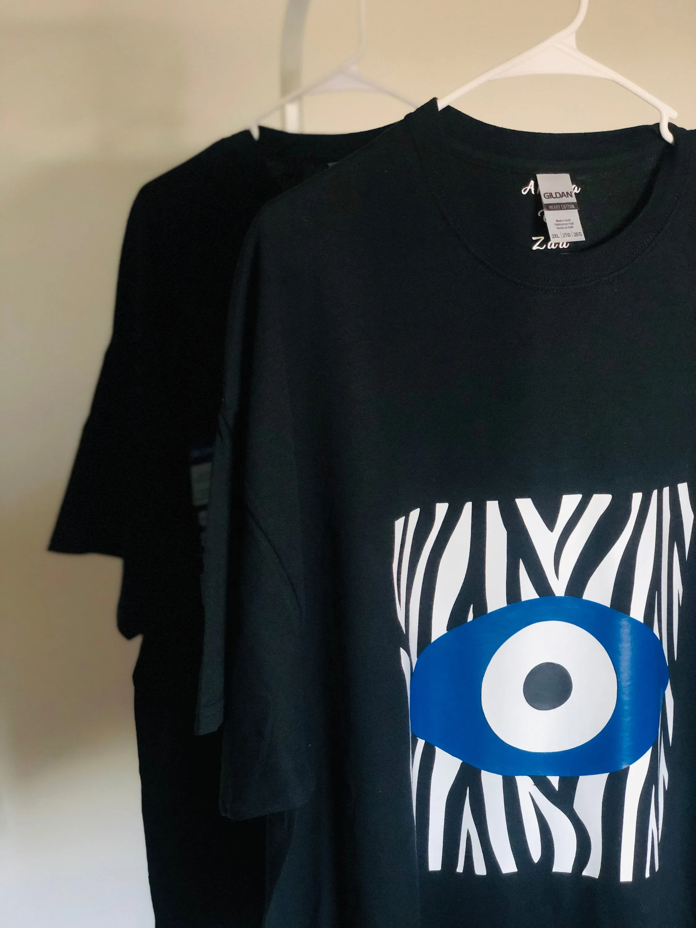 Zebra T-Shirt With Evil Eye Design Amida By Zaa/ Crew Neck Adult T-Shirt Custom Made